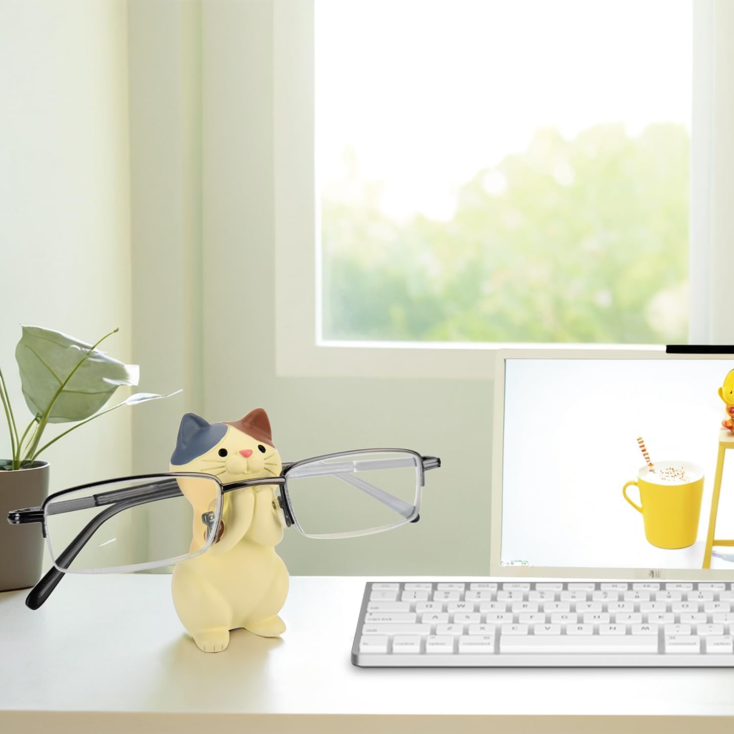 Creative Glasses Holder Stand for Desk, Cute Cat Eyeglasses Holder Display Stand, Sunglasses Spectacle Display Rack, Fun Resin Glasses Keeper Optical Accessories, Nightstand Home Office Desk Decor (Cat) - Image 5