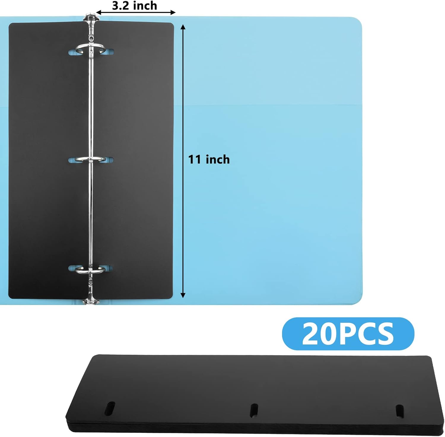 20 PCS Flat Sheet Lifters, Sheet Flatteners, Sheet Lifters Binders, Plastic Sheet Lifters, Protect Binder Page Sheet for 11-Inch x 8-1/2-Inch 3 Ring Binder, D Ring Binders - Image 1
