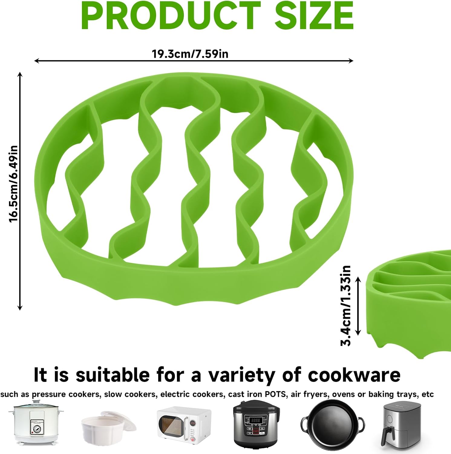 Silicone Roasting Rack, Silicone Cooker Rack Kitchen Cooking Accessories for Baking Cooking Steaming Cooling (Green) - Image 2