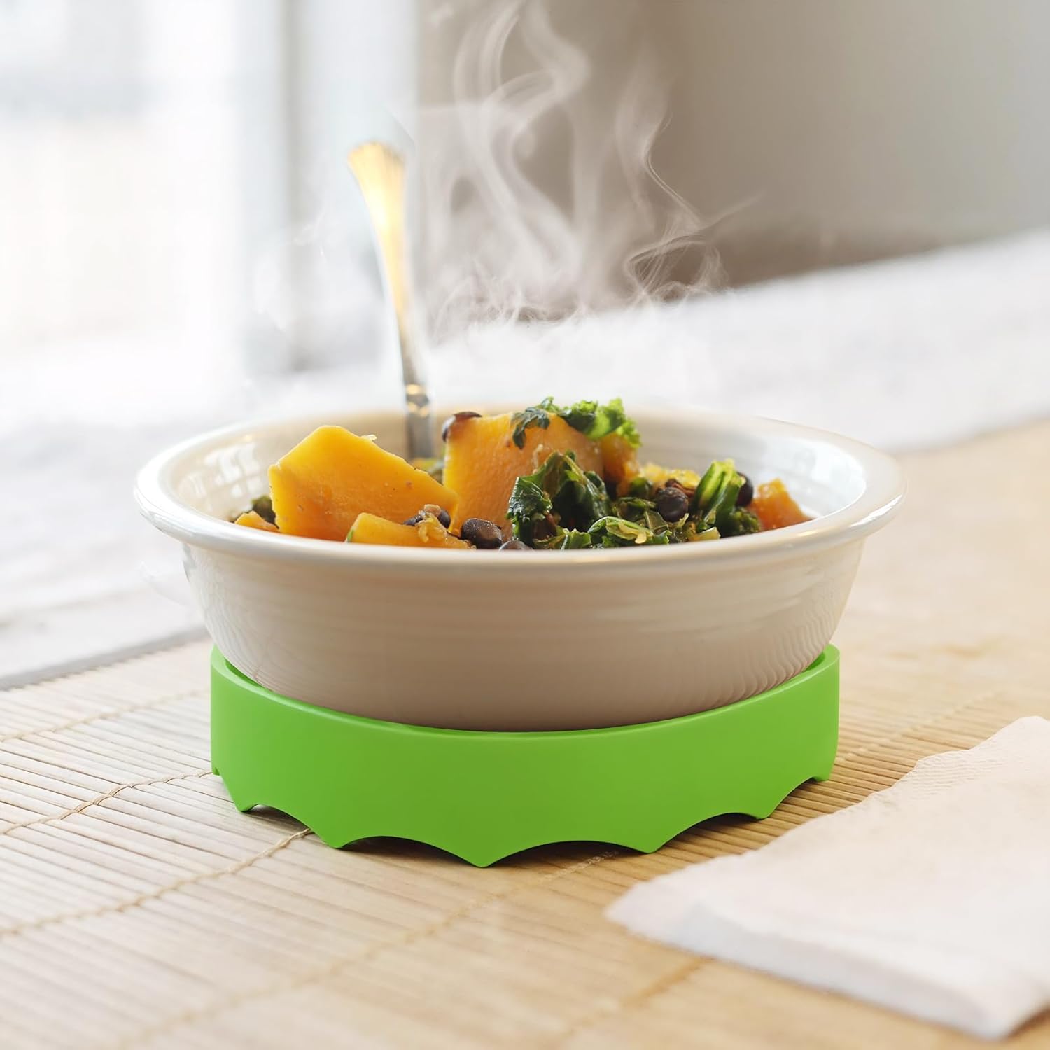 Silicone Roasting Rack, Silicone Cooker Rack Kitchen Cooking Accessories for Baking Cooking Steaming Cooling (Green) - Image 6
