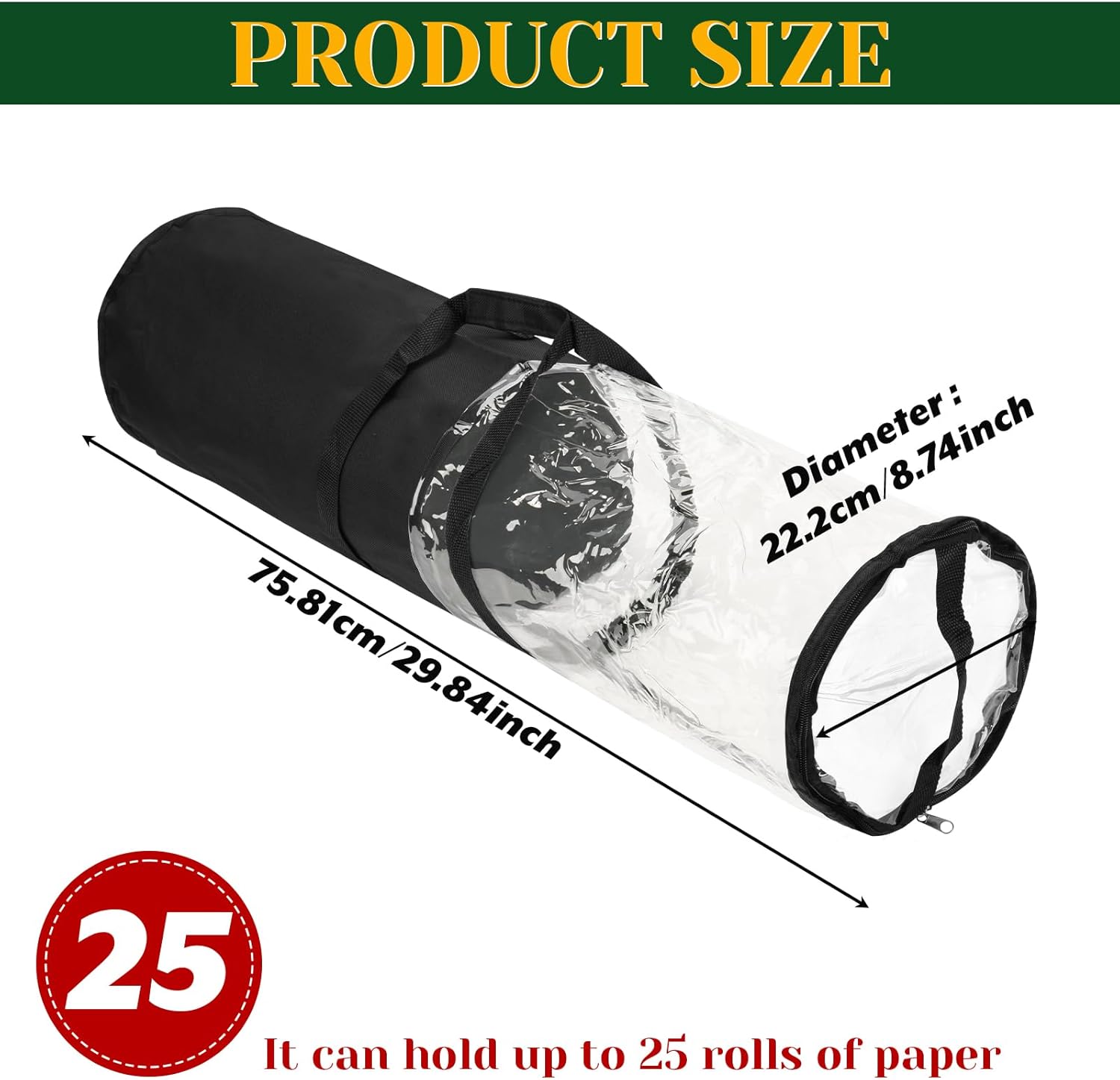 Homakover Clear PVC Christmas Wrapping Paper Organizer Storage, 30