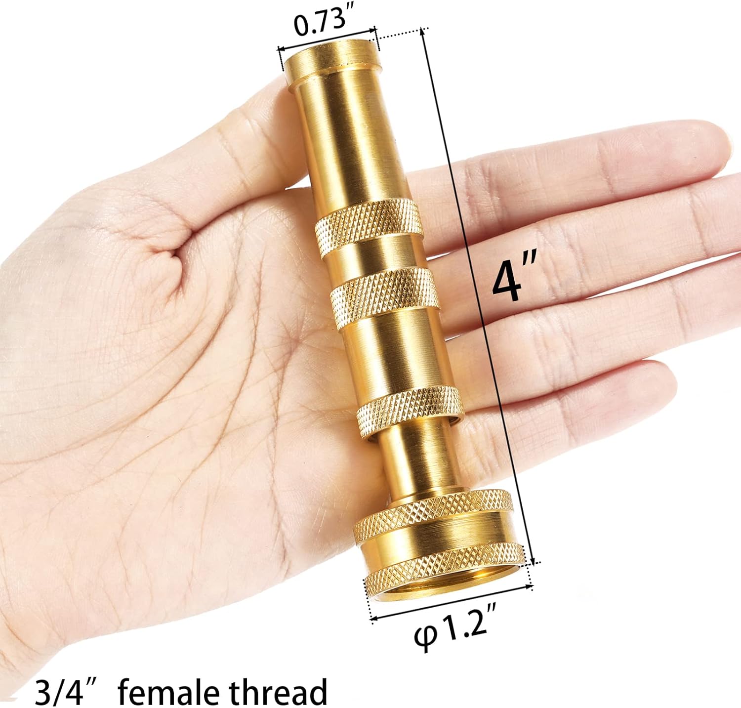 Heavy-Duty Brass Hose Nozzle, Adjustable Twist Hose Nozzle, Jet Sweeper Nozzle, Garden Sprayer - Image 2