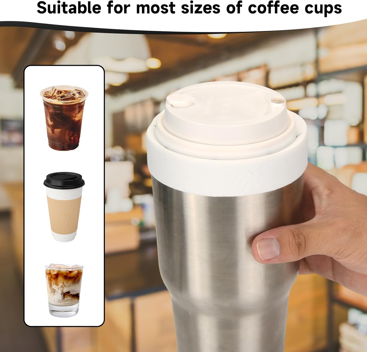 Silicone Ring for 30 & 40 oz Stainless Steel Tumbler,Reusable Iced Coffee Cup Ring,Durable Drink Sleeve for Cold Beverages, Leak-Proof Lid for Iced Coffee,Hot Drinks (White x 2) - Image 5