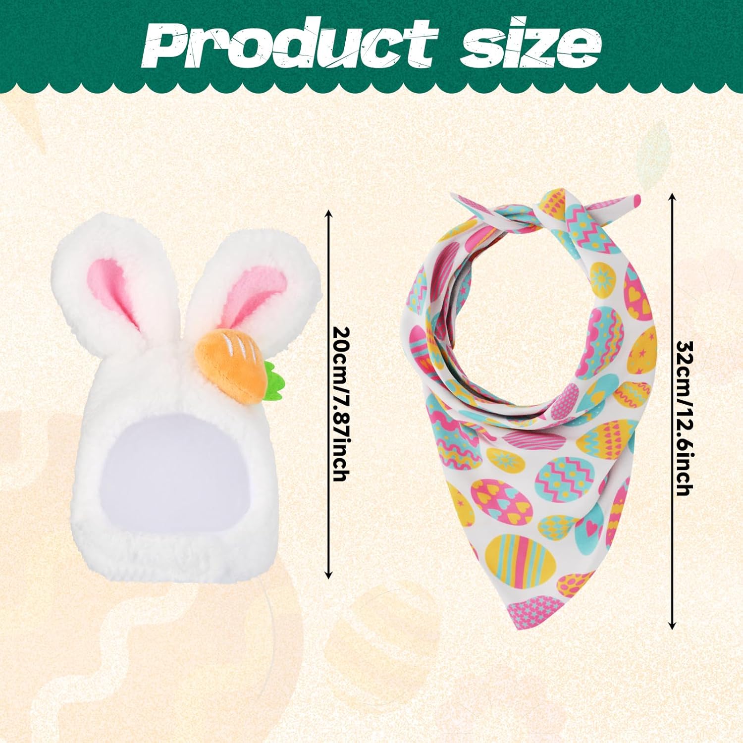 Homakover Easter Bunny Porch Goose Outfits, Easter Goose Costume Includes Bunny Ear Hat and Scarf for Cement Goose 23