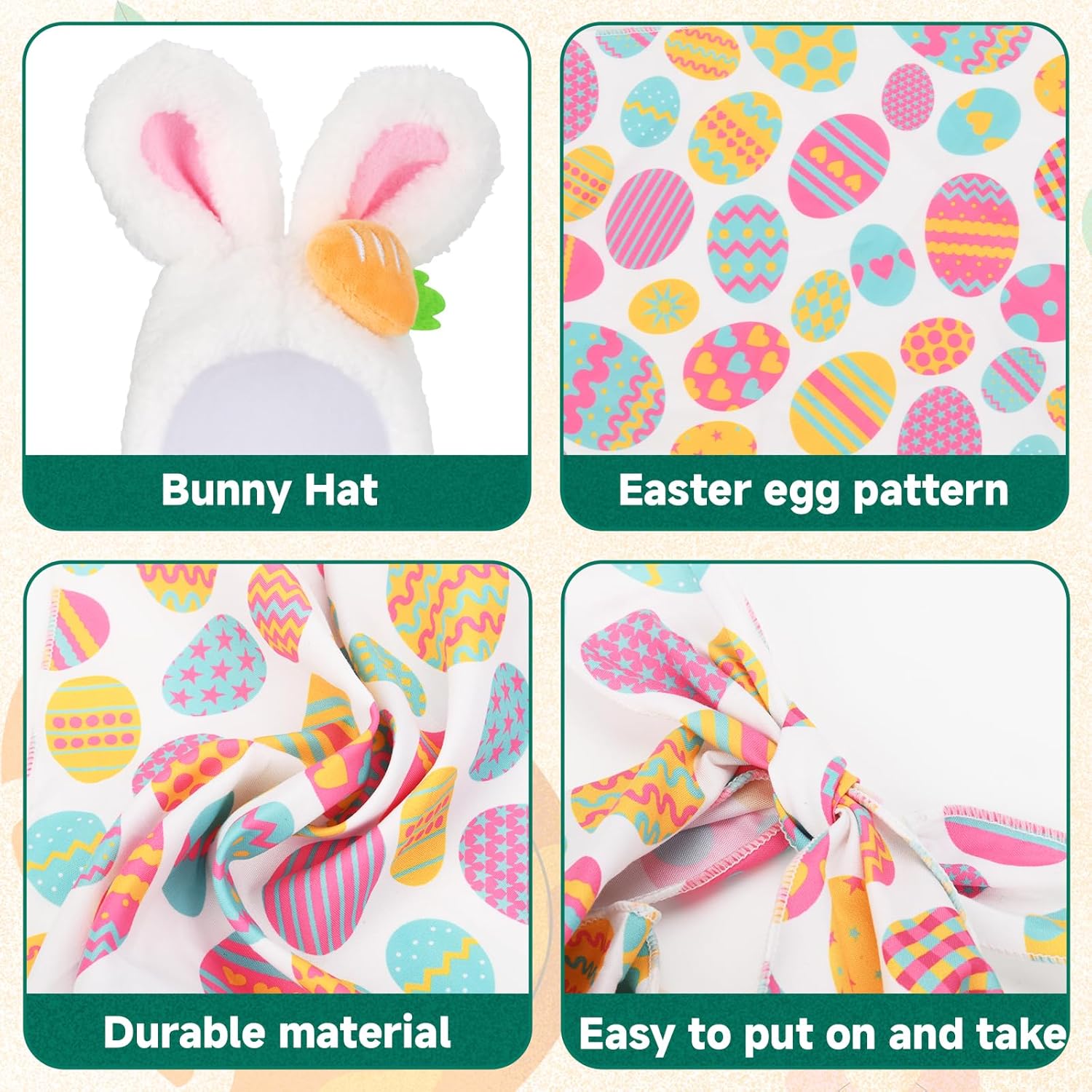 Homakover Easter Bunny Porch Goose Outfits, Easter Goose Costume Includes Bunny Ear Hat and Scarf for Cement Goose 23