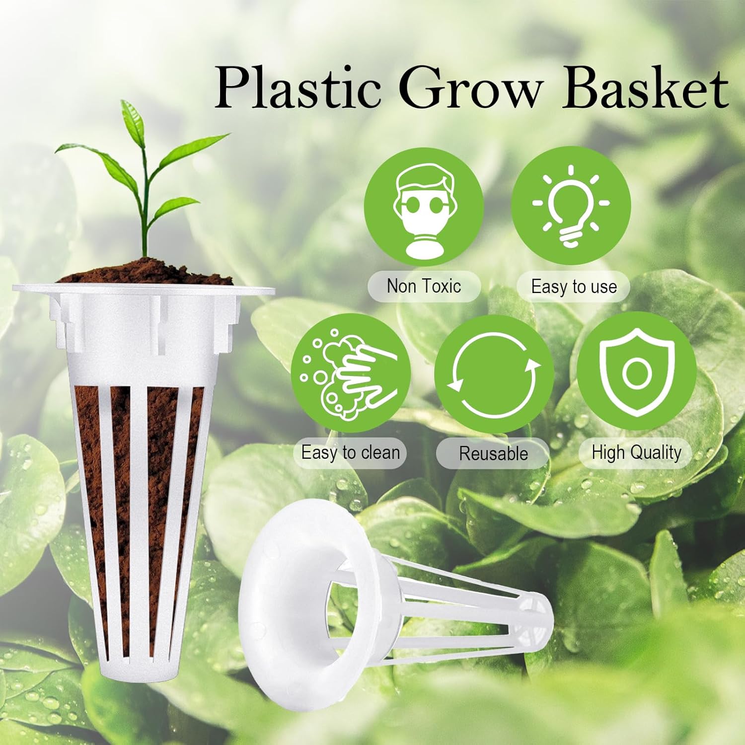 Cunhill 100 Pcs Hydroponic Growing Kit Include 50 Pcs Plant Replacement Basket Containers and 50 Pcs Seed Pot Label Compatible with Hydroponic Growing System(0.5 Inch,White) - Image 3
