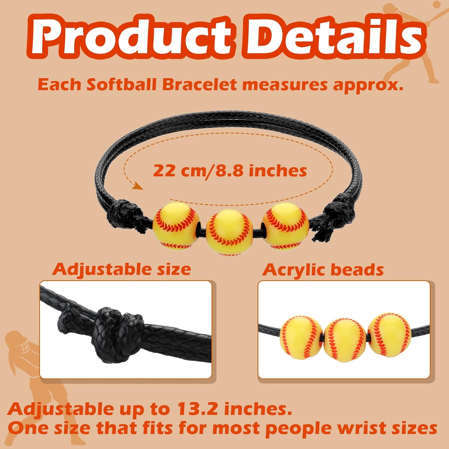 Glenmal 30 Pieces Softball Charm Bracelet Softball Gifts Baseball Party Favors Adjustable Inspirational Sport Ball Bracelet Handmade Rope Knot Bracelets for Girl Kid Teen Team Player Gift - Image 5