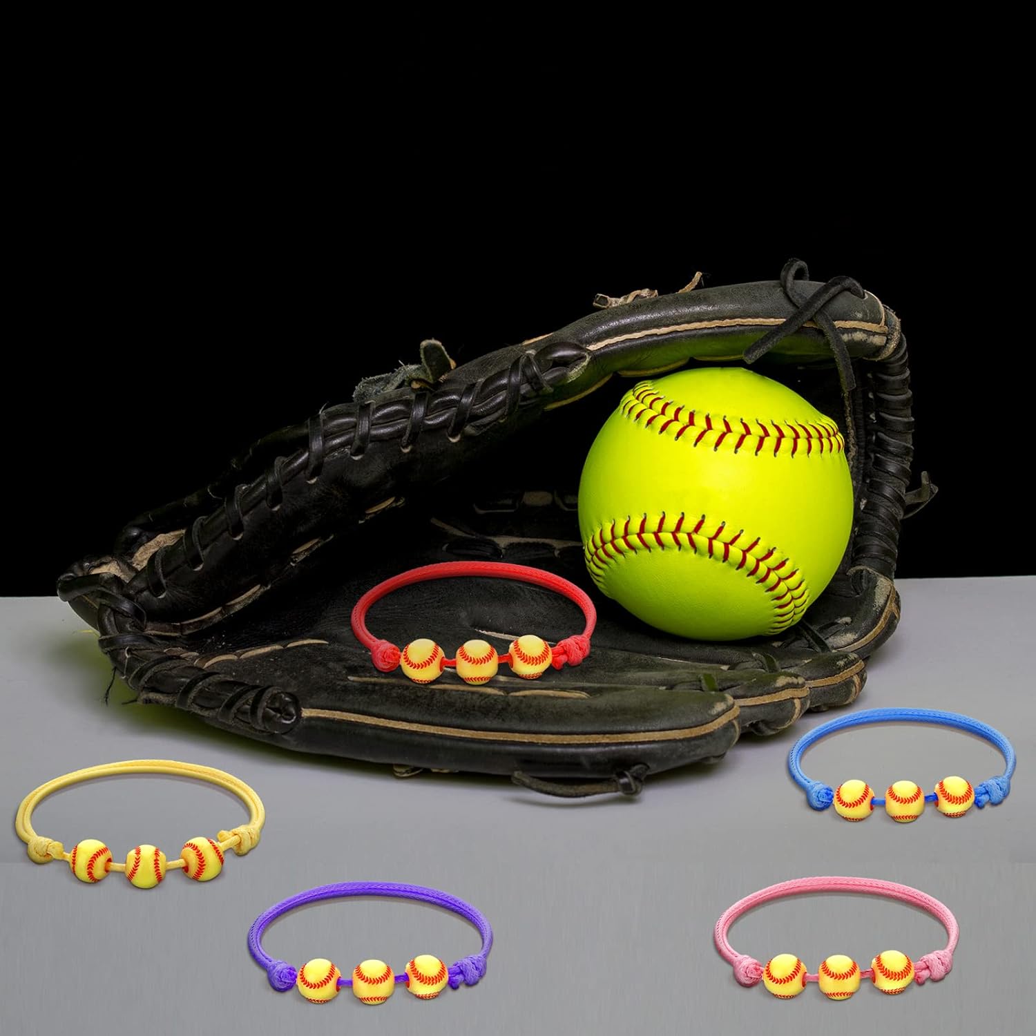 Glenmal 30 Pieces Softball Charm Bracelet Softball Gifts Baseball Party Favors Adjustable Inspirational Sport Ball Bracelet Handmade Rope Knot Bracelets for Girl Kid Teen Team Player Gift - Image 6