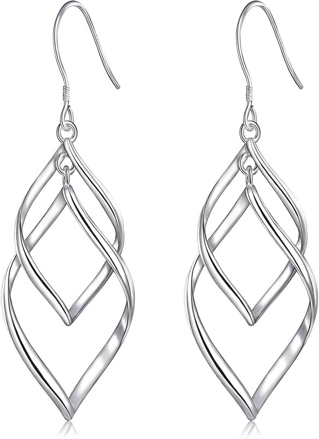 Sterling Silver Dangle Earrings for Women, 14k Gold Plated Double Linear Drop Statement Earrings Anniversary Birthday Gifts for Women - Image 1