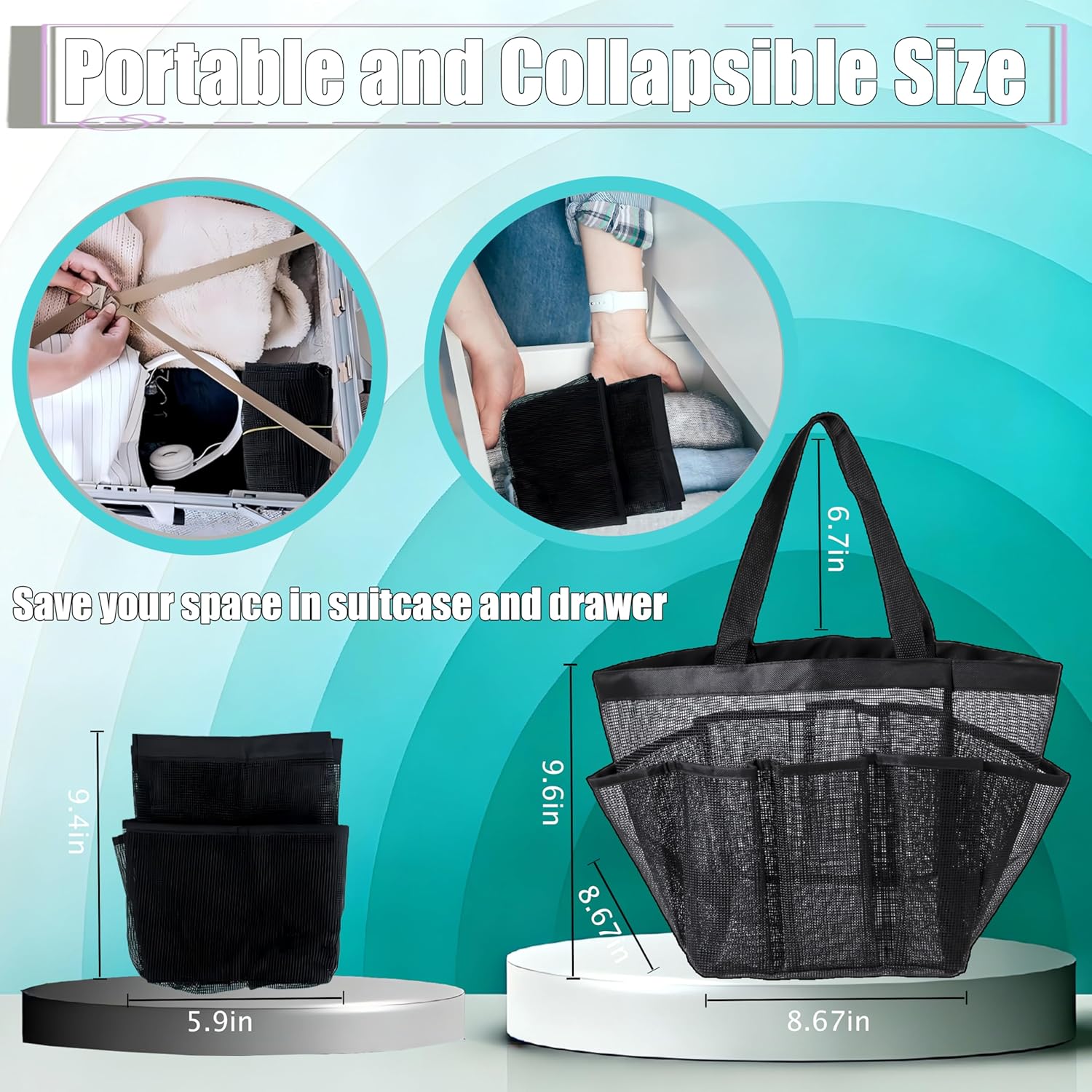 Mesh Shower Caddy Portable, Quick Dry Hanging Shower Tote Bag for College Dorm Room Essentials, Large Capacity Shower Caddy Dorm for Bathroom Gym Swimming - Image 4