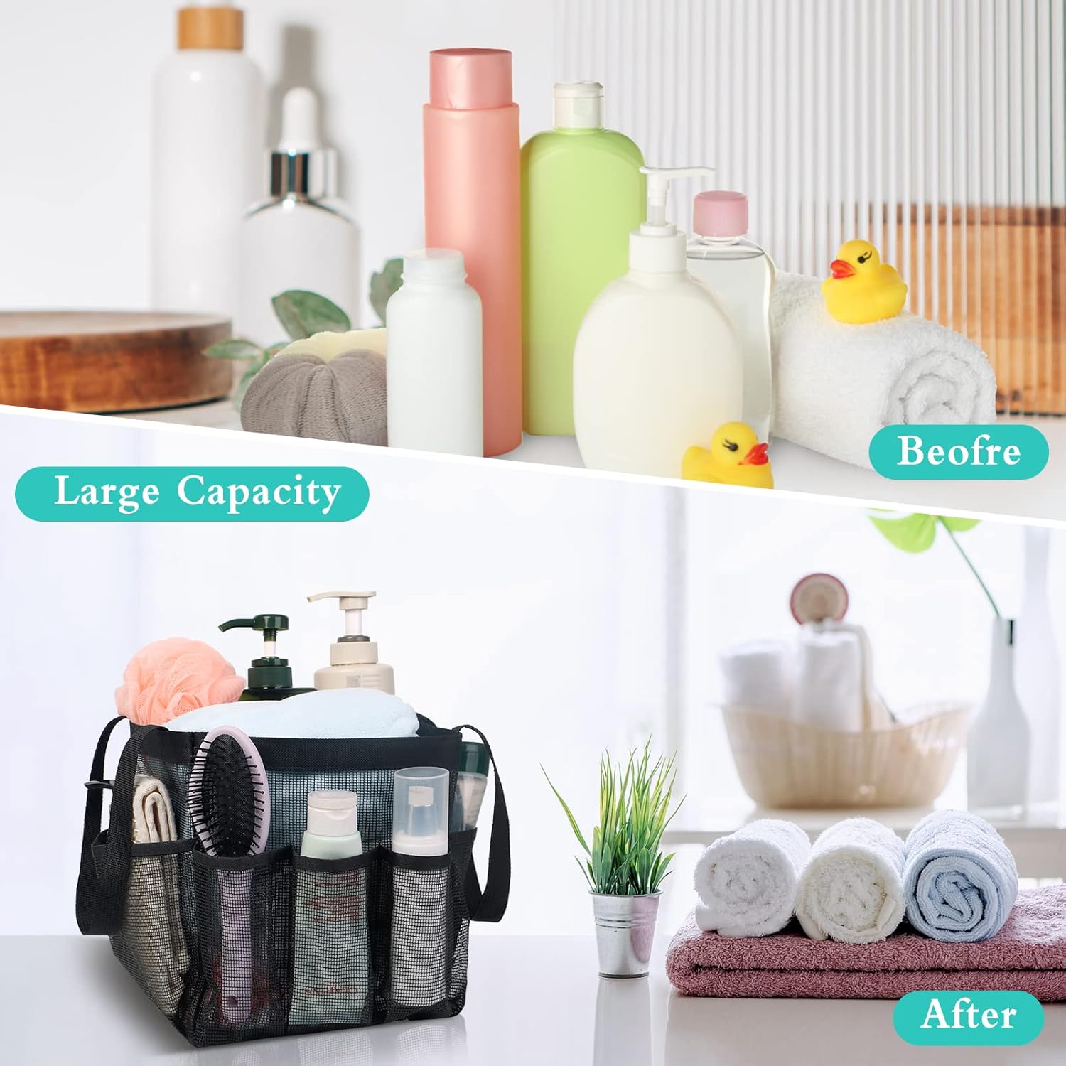 Mesh Shower Caddy Portable, Quick Dry Hanging Shower Tote Bag for College Dorm Room Essentials, Large Capacity Shower Caddy Dorm for Bathroom Gym Swimming - Image 6