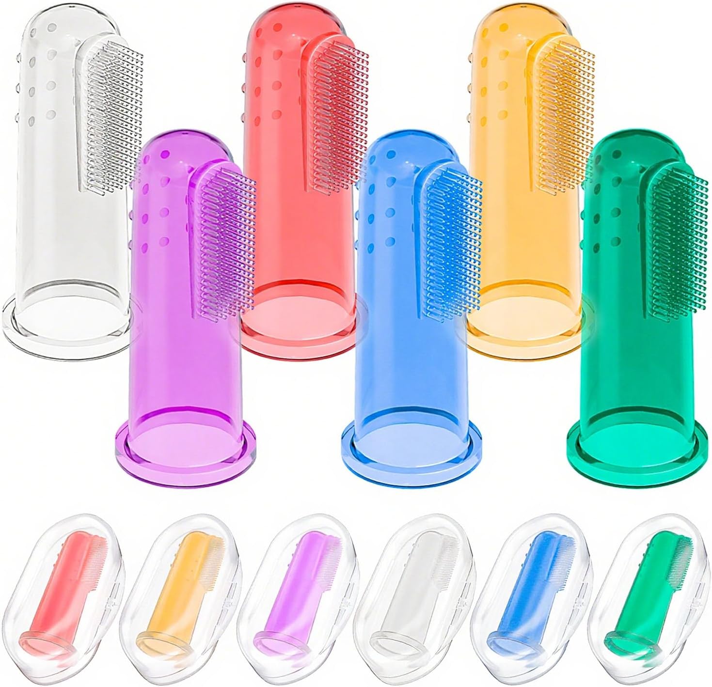 Baby Toothbrush Set, 6 Pcs Soft Infant Finger Toothbrush with 6 Boxes, Neorns Toddler Silicone Baby Tooth Brush 0-6 Months 6-12 Months - Image 1
