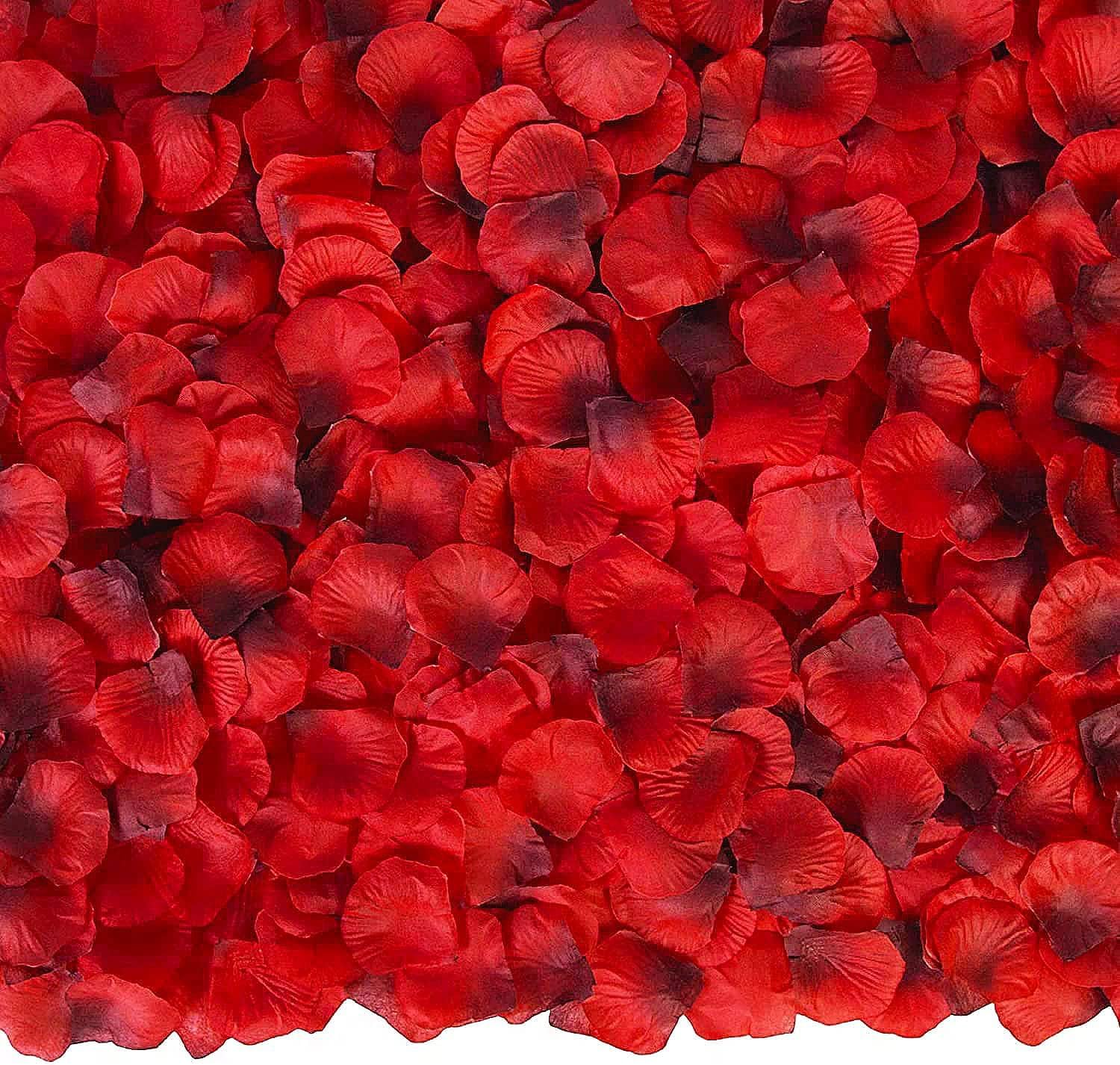 3200 Pcs Artificial Rose Petals for Romantic Night, Fake Rose Flower Petals for Wedding, Party, Valentines Day Decorations for The Home (Dark Red) - Image 1