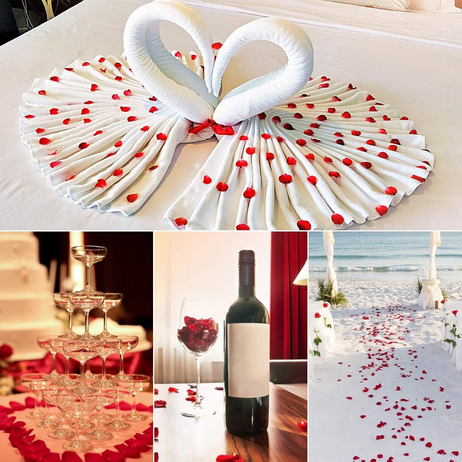 3200 Pcs Artificial Rose Petals for Romantic Night, Fake Rose Flower Petals for Wedding, Party, Valentines Day Decorations for The Home (Dark Red) - Image 5