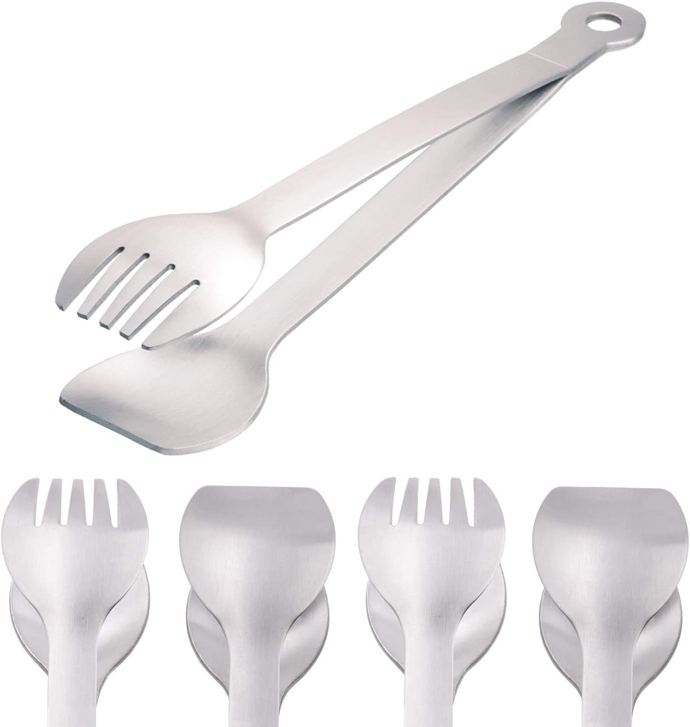 Small Serving Tongs 6-Inch Stainless Steel Mini Appetizer Tongs, Set of 4 (Brushed) - Image 1