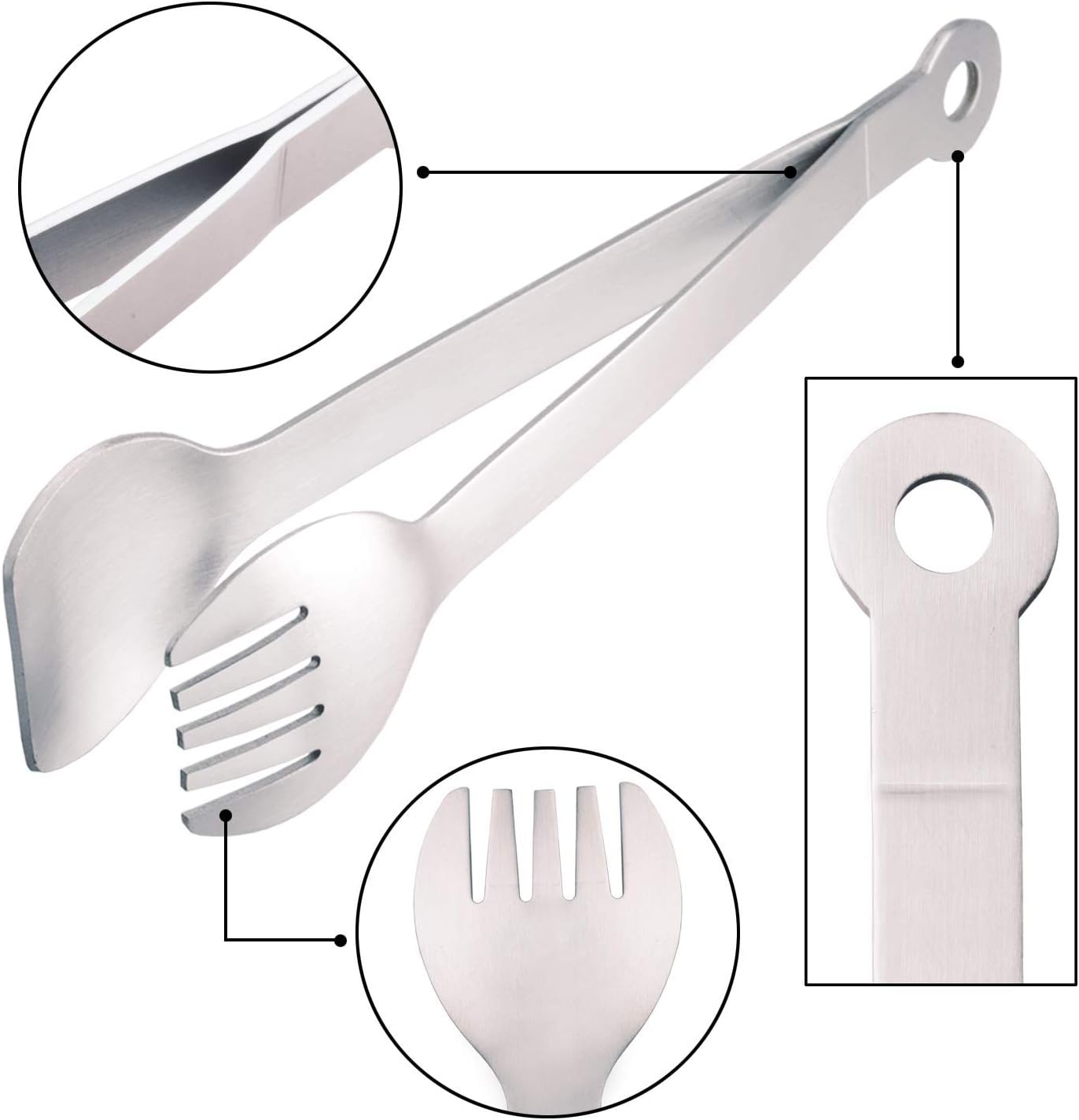 Small Serving Tongs 6-Inch Stainless Steel Mini Appetizer Tongs, Set of 4 (Brushed) - Image 2