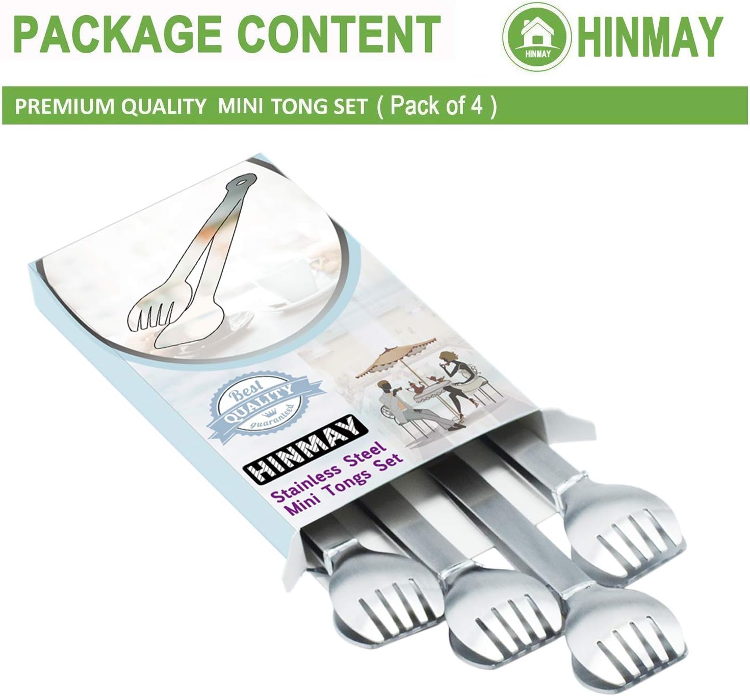 Small Serving Tongs 6-Inch Stainless Steel Mini Appetizer Tongs, Set of 4 (Brushed) - Image 4
