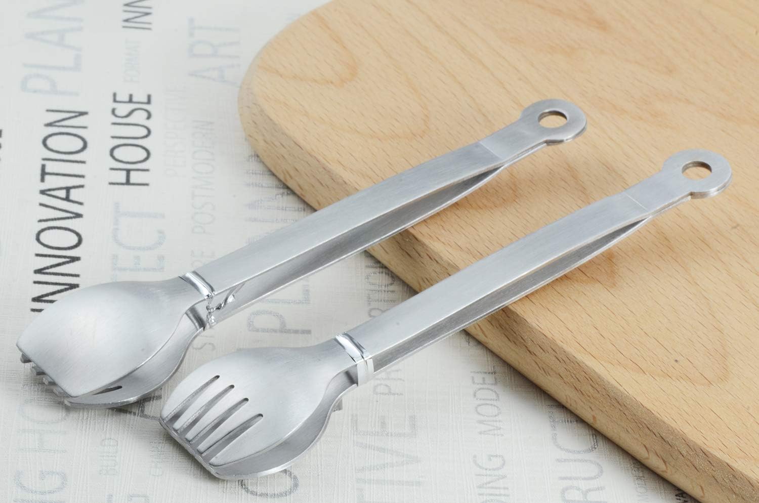 Small Serving Tongs 6-Inch Stainless Steel Mini Appetizer Tongs, Set of 4 (Brushed) - Image 5