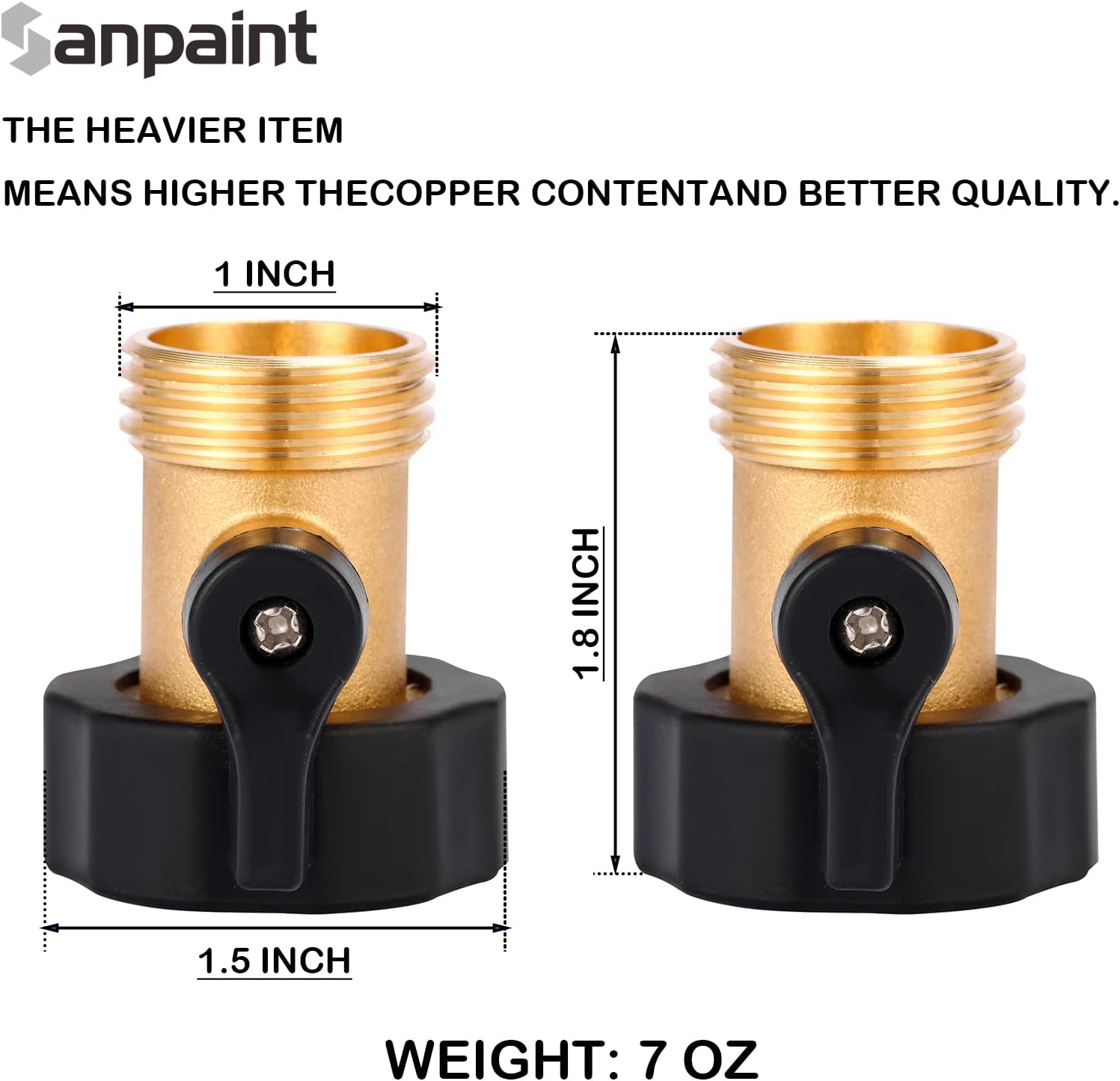 Water Hose Shut Off Valve, 2 Pack Heavy Duty 3/4 Inch Solid Brass Garden Hose Connector - Image 3