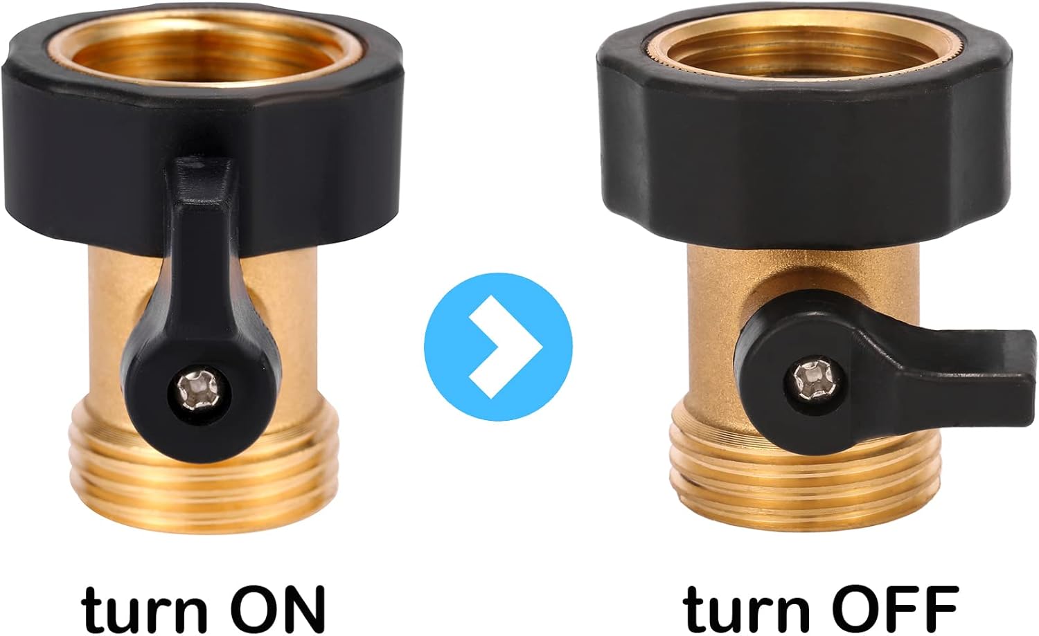 Water Hose Shut Off Valve, 2 Pack Heavy Duty 3/4 Inch Solid Brass Garden Hose Connector - Image 4