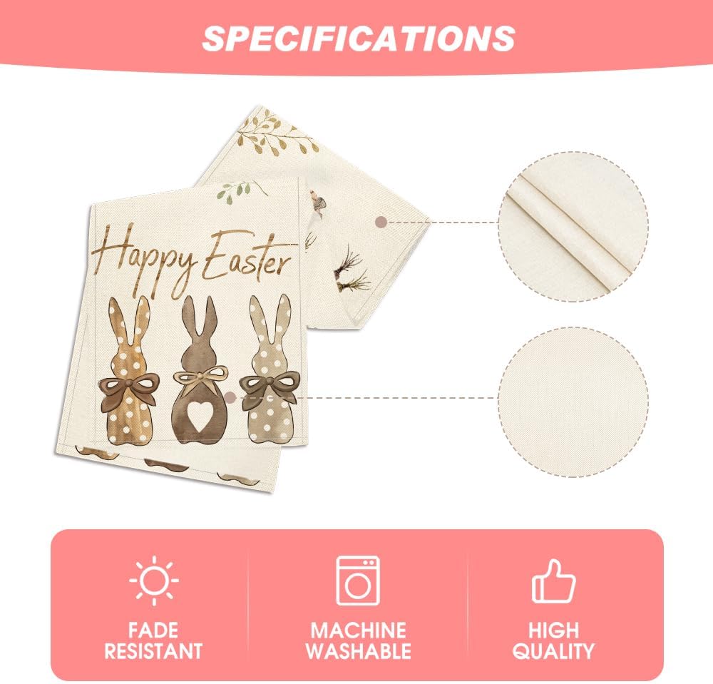 Carrots Rabbit Bunny Happy Easter Table Runner, Spring Summer Seasonal Holiday Kitchen Dining Table Decoration for Indoor Outdoor Home Party Decor 13 x 72 Inch - Image 5