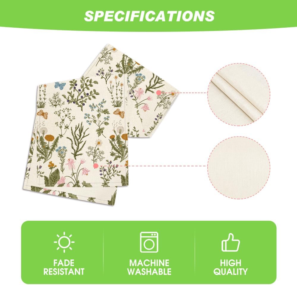 Wildflowers Floral Spring Table Runner, Seasonal Summer Butterfly Kitchen Dining Table Decoration for Home Party 13x72 Inch - Image 5