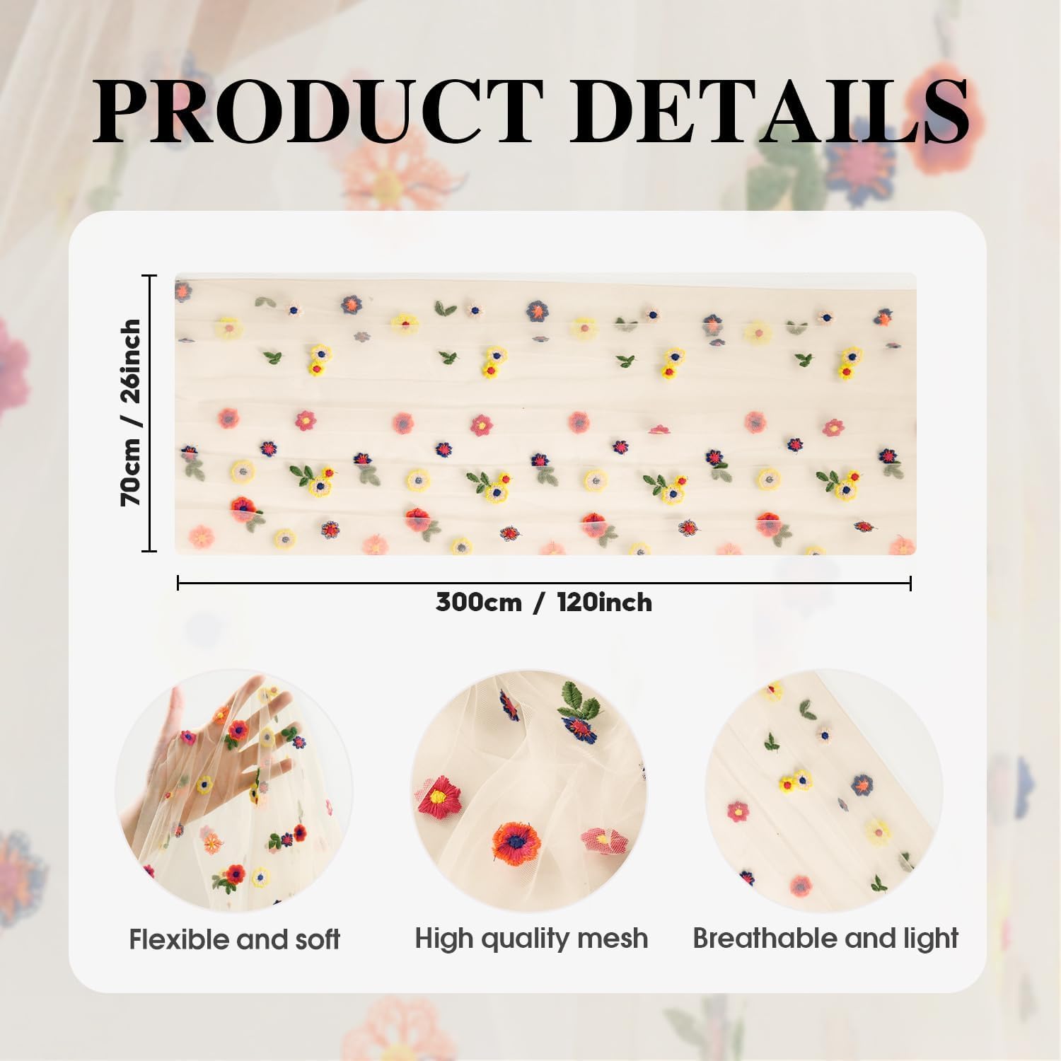 Champagne Embroidery Daisy Gauze Table Runner 120 Inch 10FT, Seasonal Sheer Kitchen Dining Holiday Wedding Birthday Table Decor for Home Party - Image 7