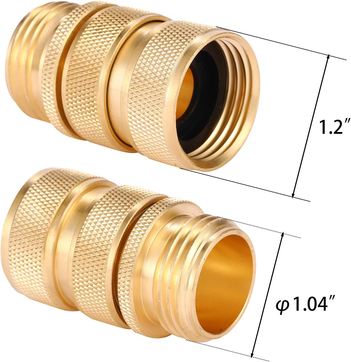 3/4 Inch Brass Garden Hose Fitting Quick Connector Male and Female Set, 2 Set - Image 2