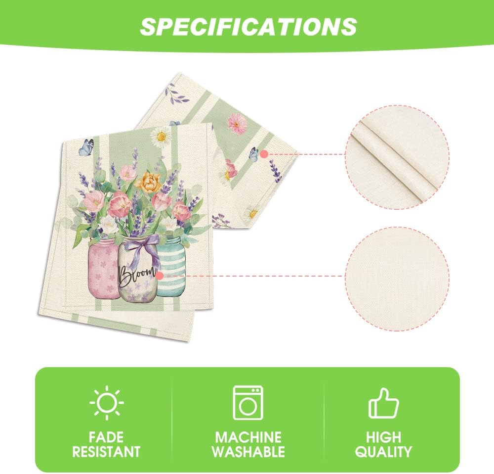 Vase Bloom Tulip Lavender Summer Table Runner, Seasonal Spring Kitchen Dining Table Decoration for Home Party Decor 13x72 Inch - Image 5