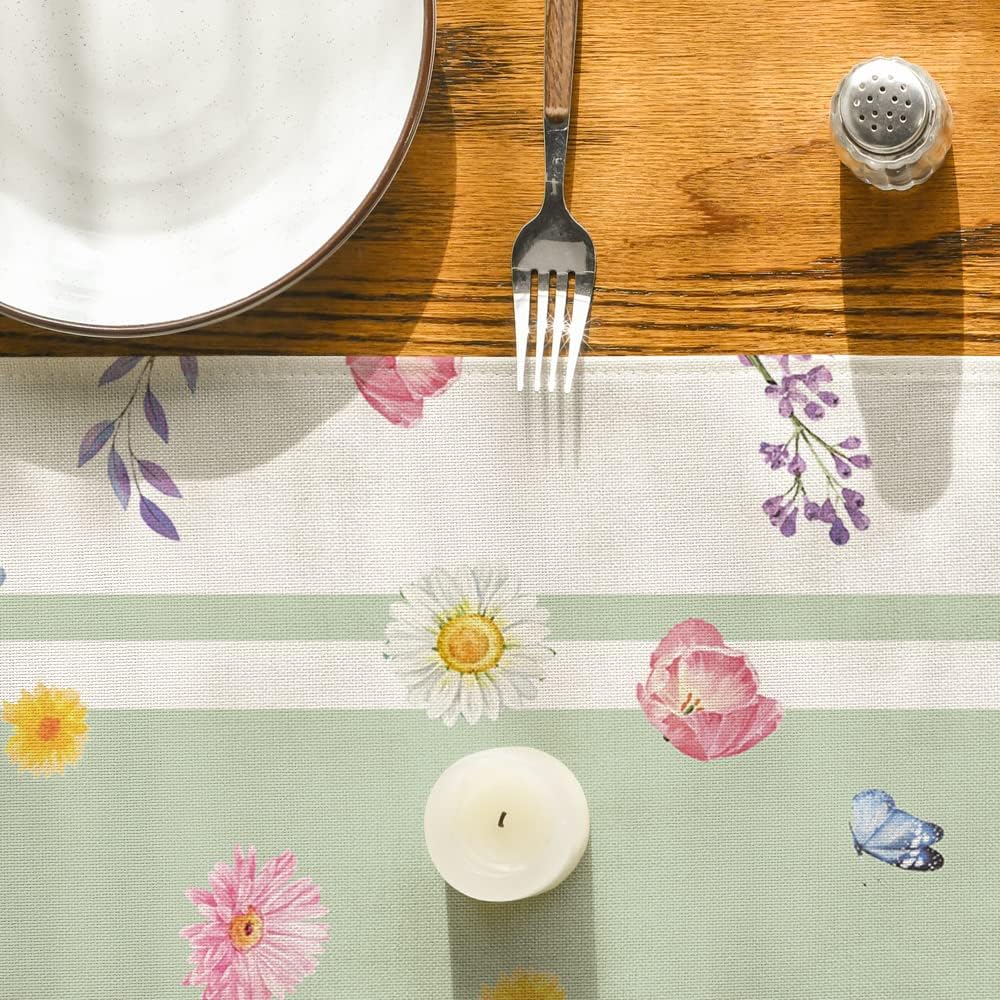 Vase Bloom Tulip Lavender Summer Table Runner, Seasonal Spring Kitchen Dining Table Decoration for Home Party Decor 13x72 Inch - Image 7