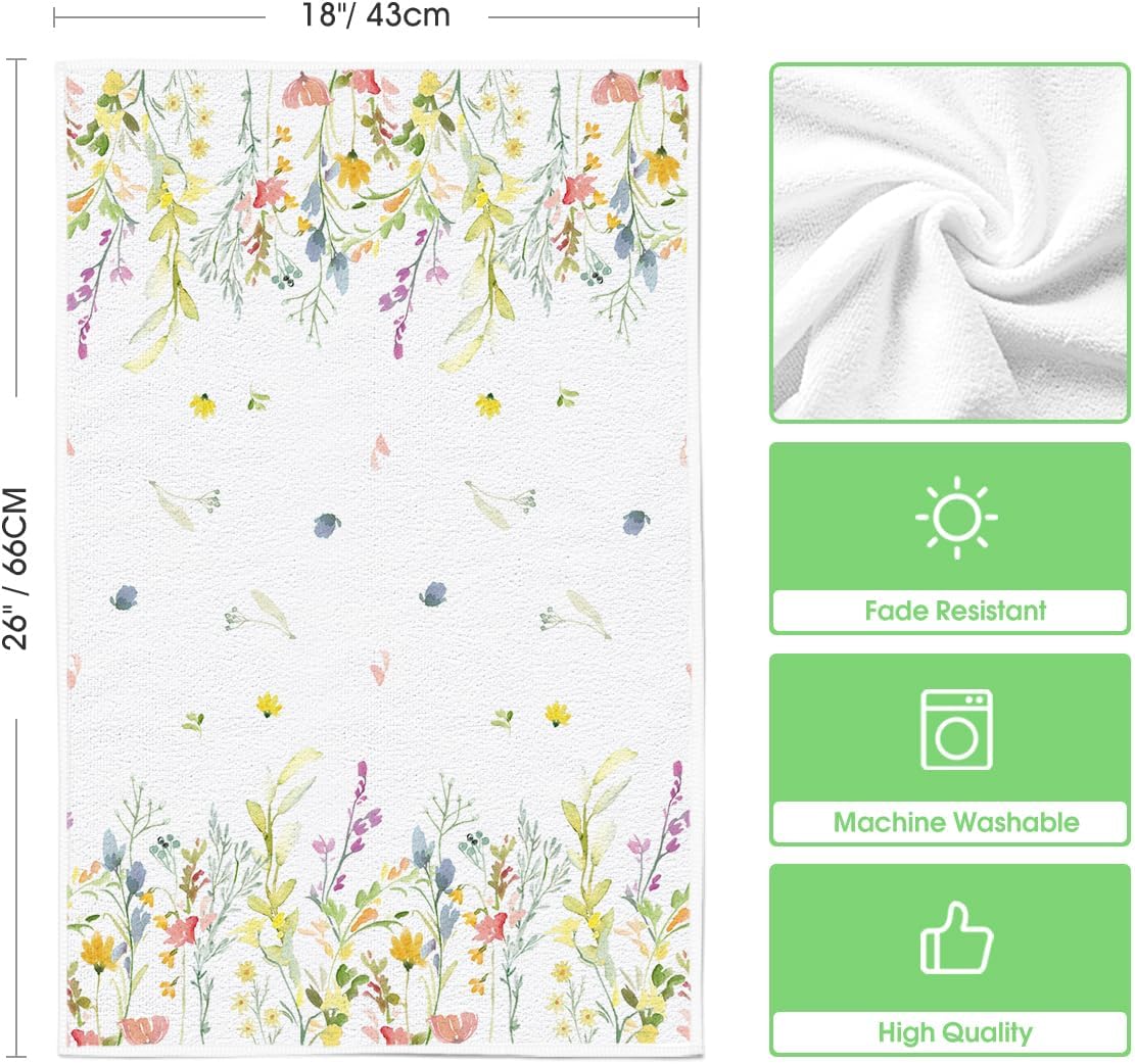 Wildflower Floral Spring Kitchen Towels Dish Towels, 18x26 Inch Farmhouse Summer Decoration Hand Towels Set of 2 - Image 6