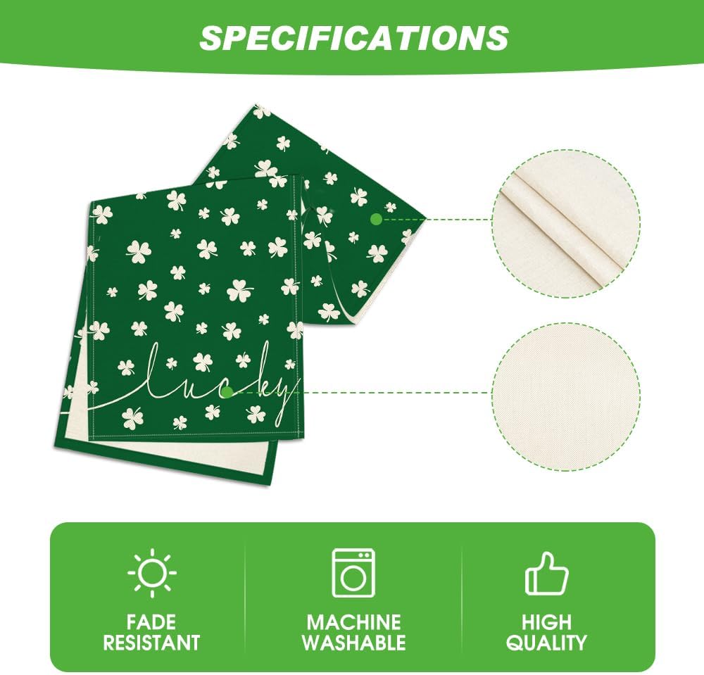 Green Lucky Shamrock St. Patrick's Day Table Runner, Seasonal Spring Holiday Kitchen Dining Table Decoration for Indoor Outdoor Home Party Decor 13 x 72 Inch - Image 4