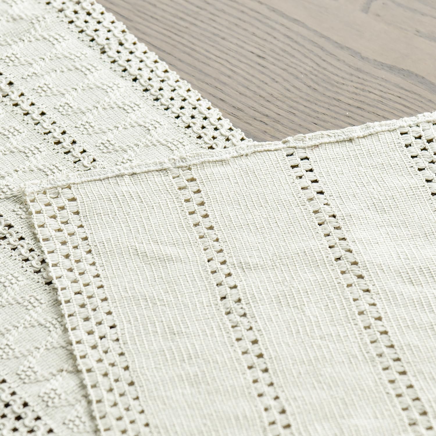 Beige Farmhouse Woven Rustic Hollow Table Runner, Seasonal Holiday Hollow Kitchen Dining Table Decoration for Home Party Decor 12x72 Inch - Image 5