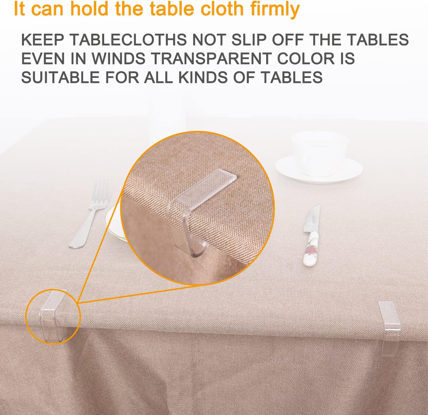 24 Pieces Transparent Clear Tablecloth Clips, Plastic Table Cloth Clips，Windproof Table Cover Holder Clamps，Table Cloth Holder for Christmas Home Wedding Party Indoor Outdoor Camping Picnic (Large) - Image 4