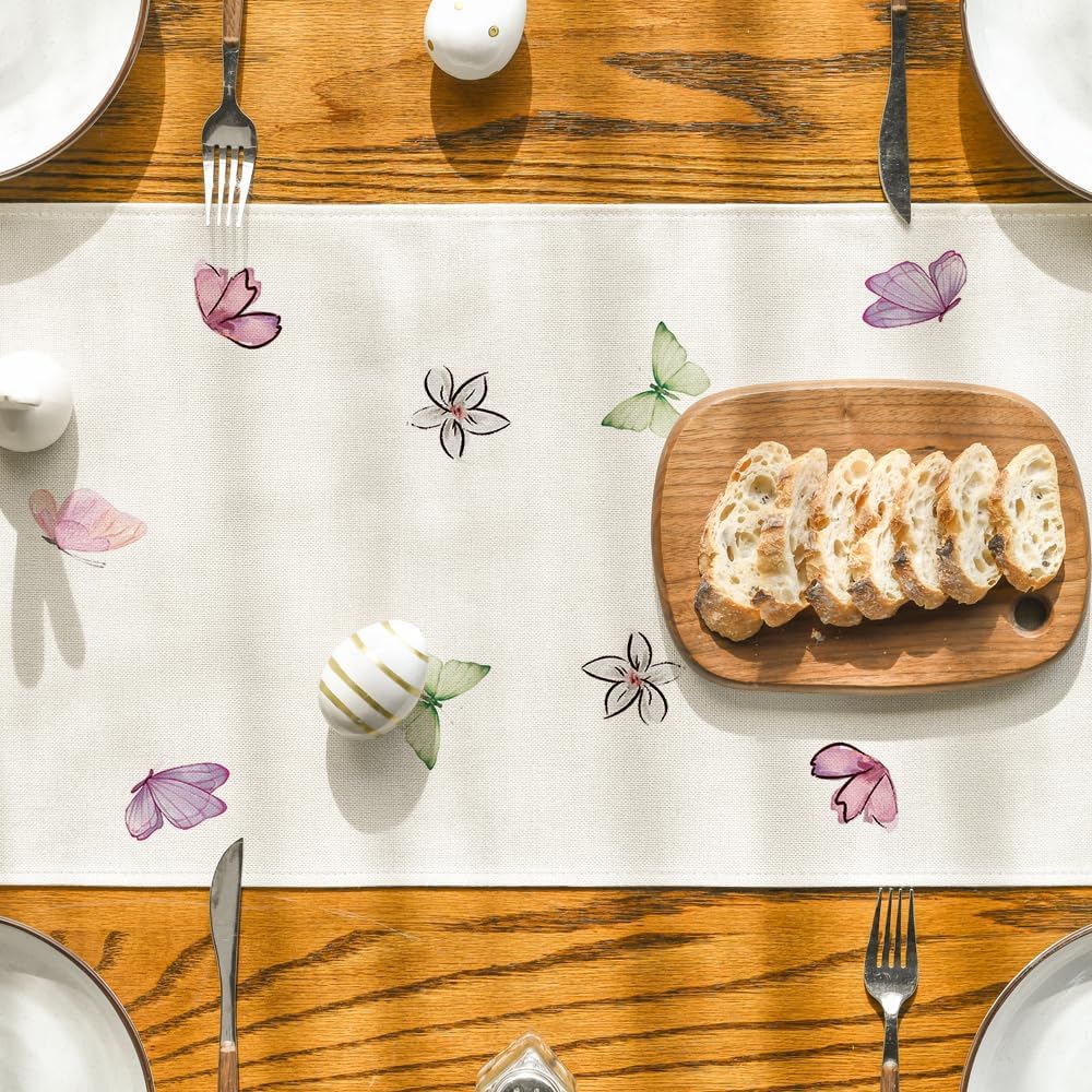 Daisy Bunny Rabbit Easter Table Runner, Seasonal Spring Kitchen Dining Table Decoration for Home Party Decor 13x72 Inch - Image 7