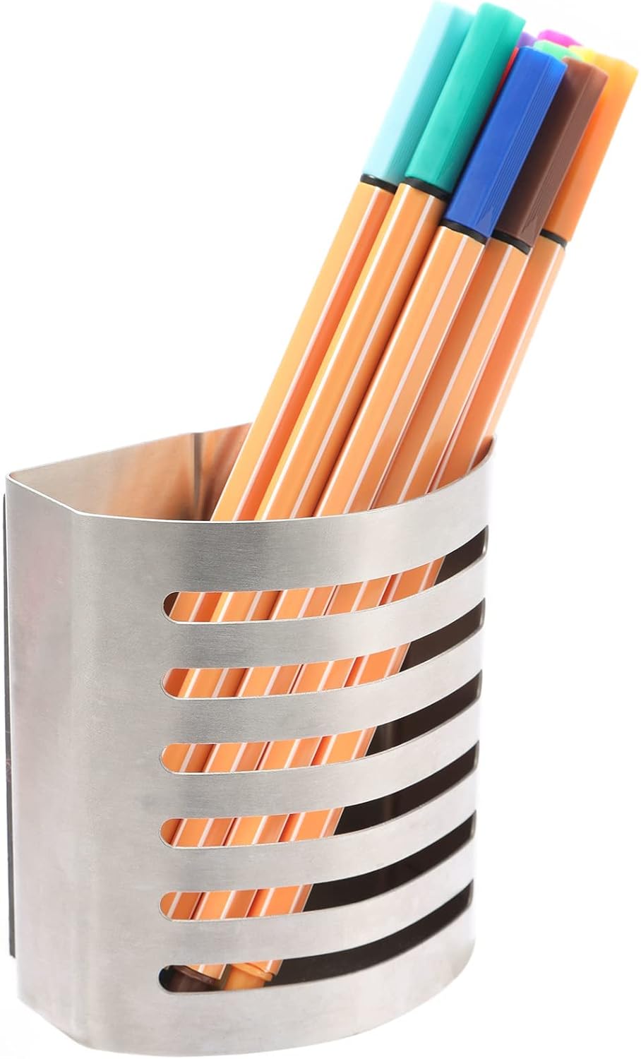2 Pack Magnetic Modern Pen and Pencil Holder, Metal Writing Utensil Storage Organizer for Kitchen, Locker, Home, or Office, 3.25