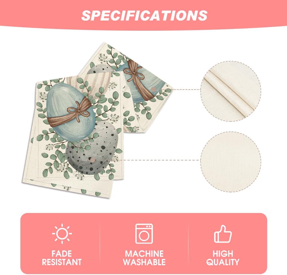 Eucalyptus Egg Easter Table Runner, Spring Kitchen Dining Table Decor for Indoor Outdoor Home Party Decor 13x72 Inch - Image 5