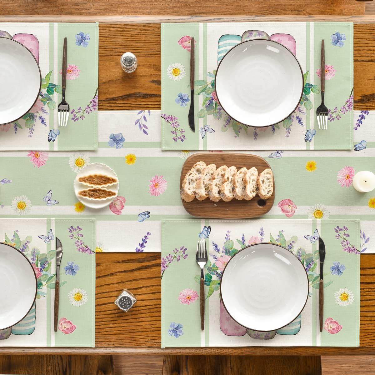 Bloom Vase Floral Spring Placemats Set of 4, 12x18 Inch Seasonal Table Mats for Party Kitchen Dining Decoration - Image 2