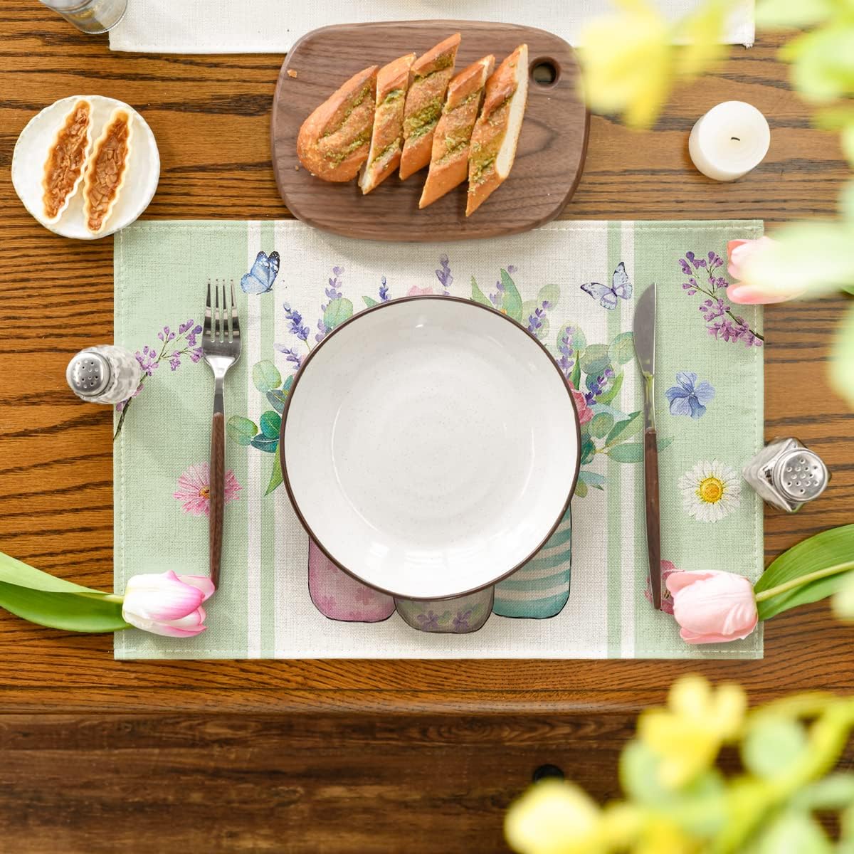 Bloom Vase Floral Spring Placemats Set of 4, 12x18 Inch Seasonal Table Mats for Party Kitchen Dining Decoration - Image 4