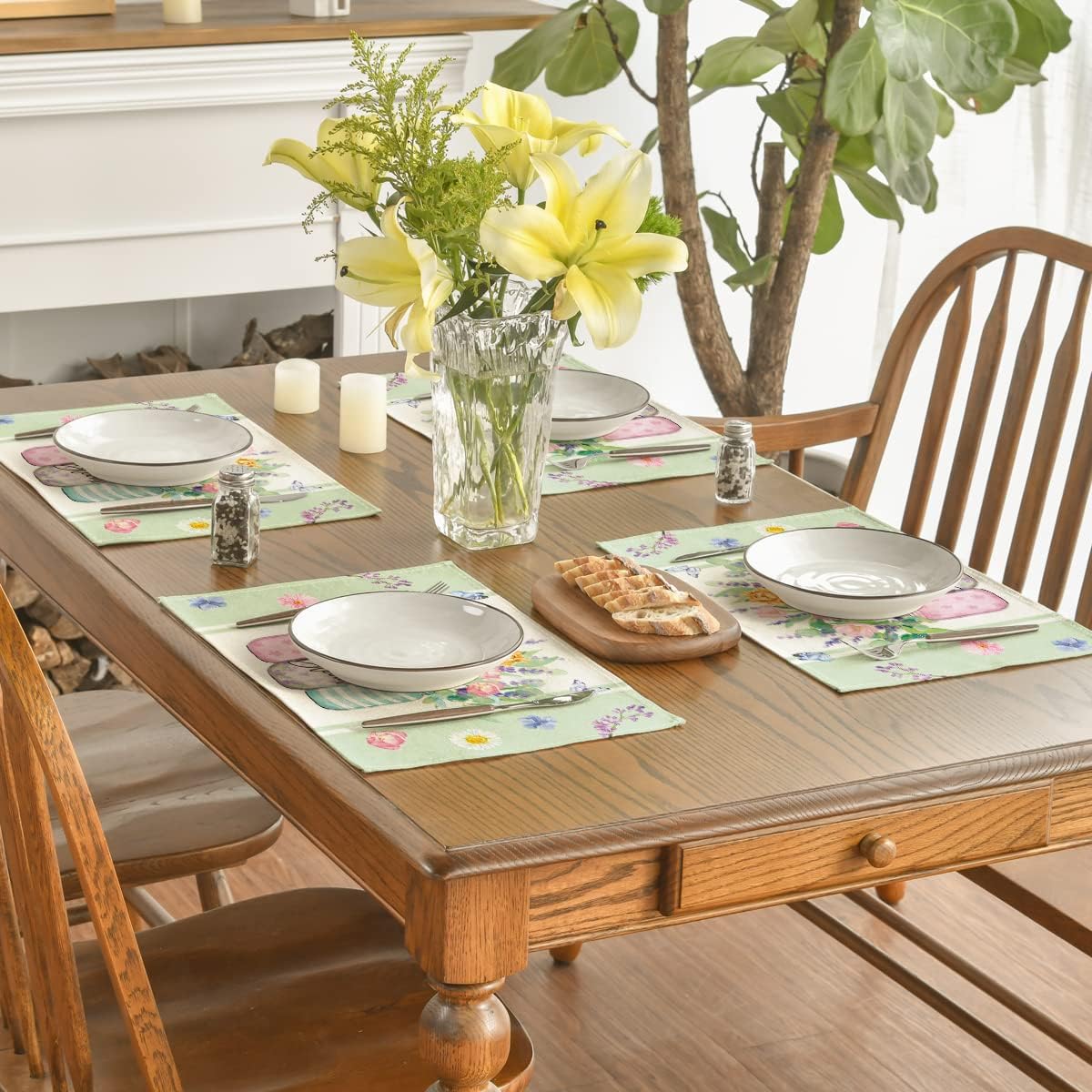 Bloom Vase Floral Spring Placemats Set of 4, 12x18 Inch Seasonal Table Mats for Party Kitchen Dining Decoration - Image 5