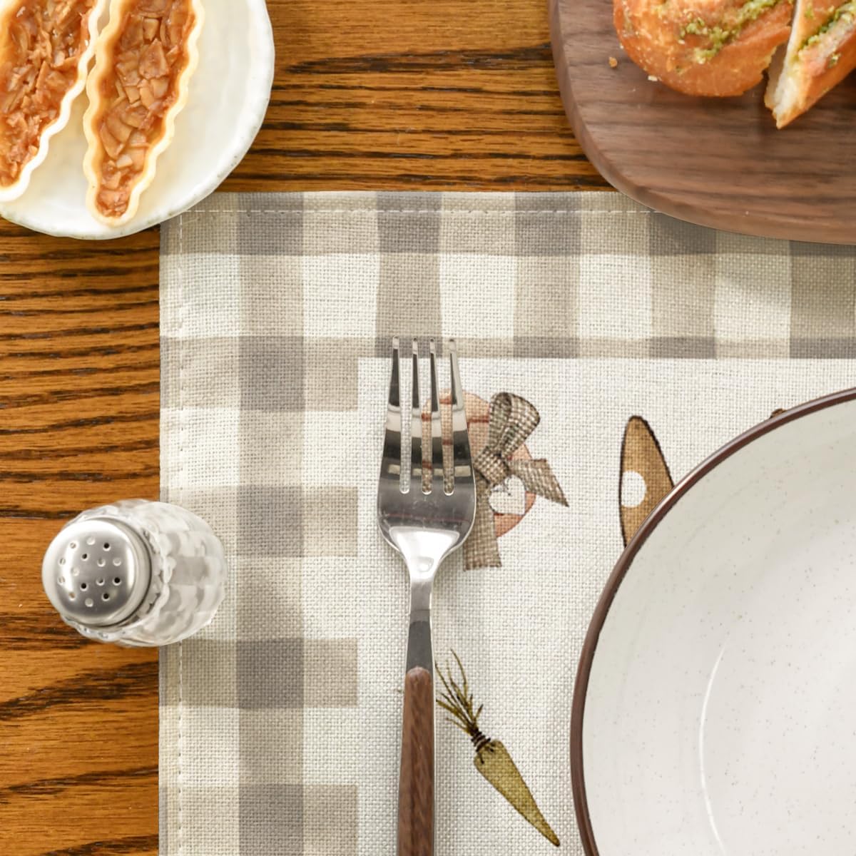 Buffalo Plaid Bunny Happy Easter Placemats Set of 4, 12x18 Inch Seasonal Holiday Table Mats for Party Kitchen Dining Decoration - Image 7