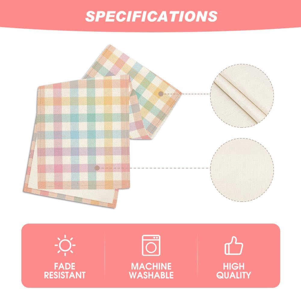 Blue Pink Yellow Buffalo Plaid Easter Table Runner, Daily Holiday Check Kitchen Dining Table Decoration for Home Party Outdoor 13x72 Inch - Image 5