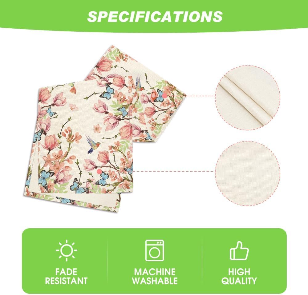 Flowers Bird Butterfly Spring Table Runner, Seasonal Kitchen Dining Table Decoration for Home Party Decor 13x72 Inch - Image 5