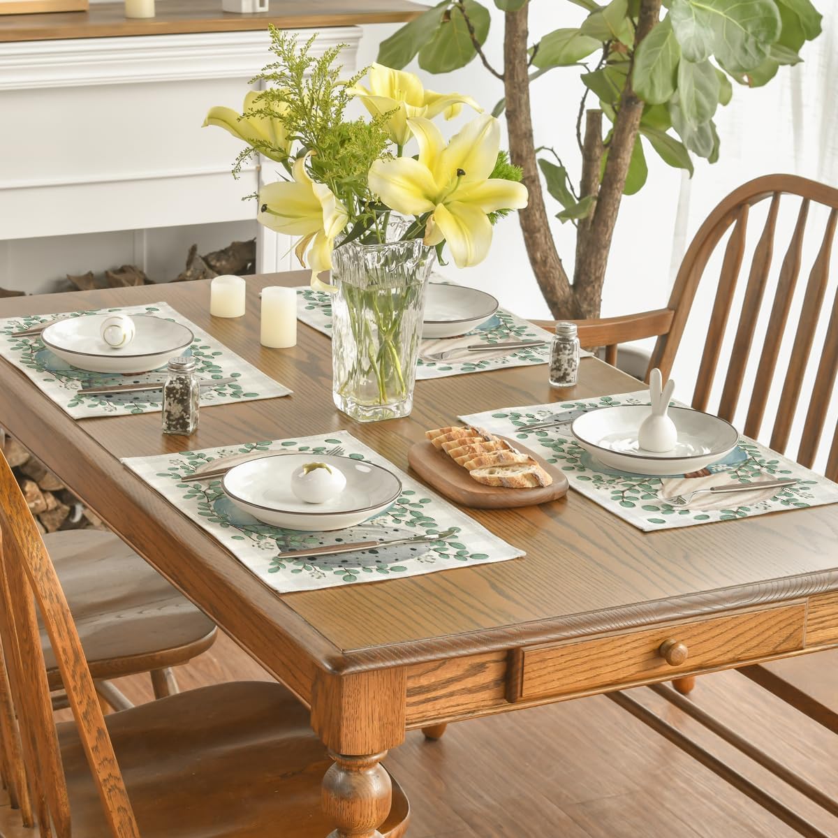 Eucalyptus Eggs Easter Placemats Set of 4, 12x18 Inch Spring Seasonal Table Mats for Party Kitchen Dining Decoration - Image 4