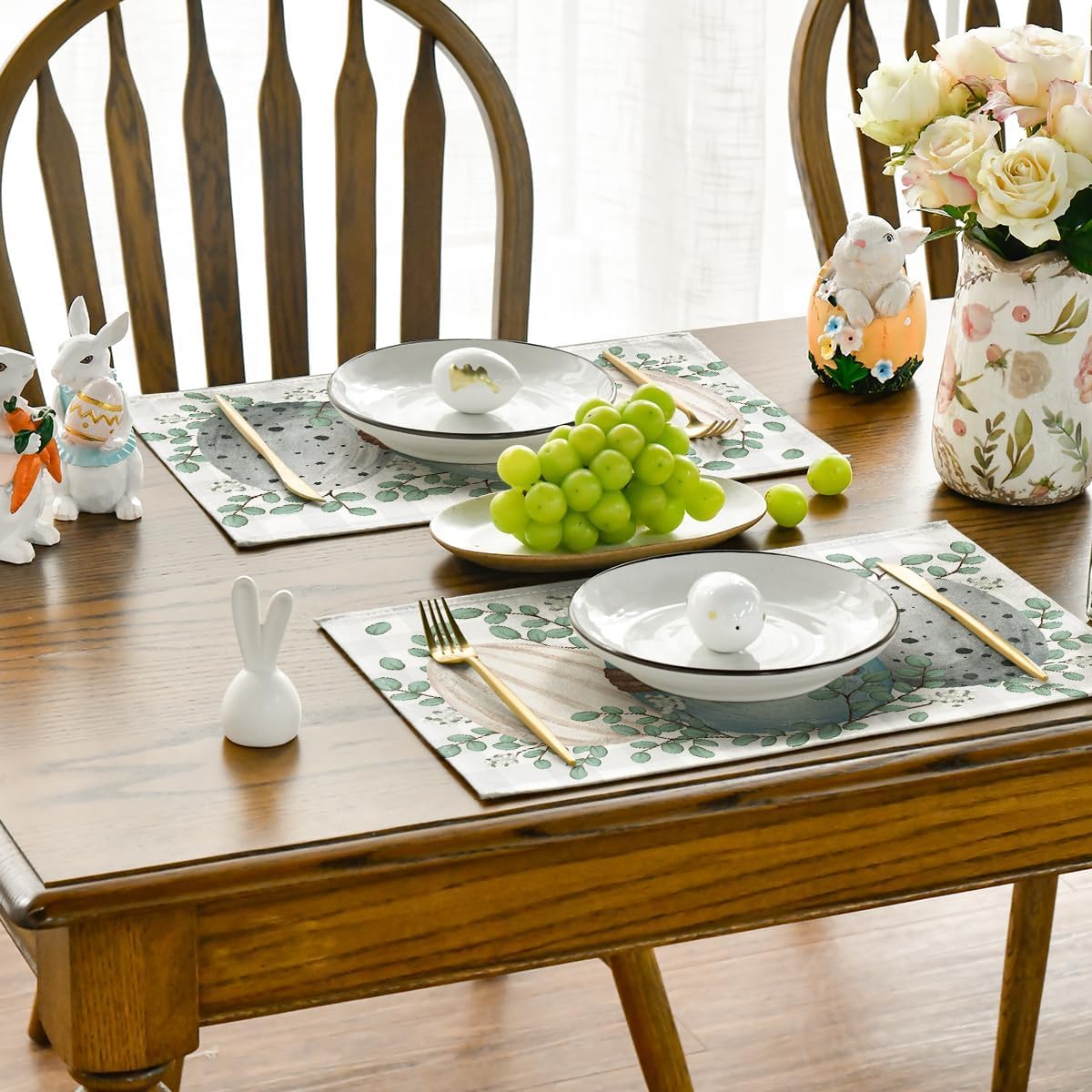 Eucalyptus Eggs Easter Placemats Set of 4, 12x18 Inch Spring Seasonal Table Mats for Party Kitchen Dining Decoration - Image 7