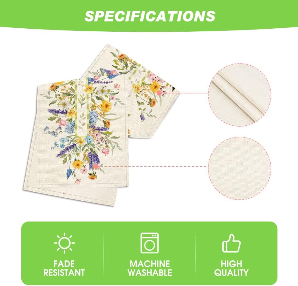 Bloom Flowers Florals Lavender Summer Table Runner, Seasonal Spring Holiday Kitchen Dining Table Decoration for Home Party Indoor 13x72 Inch - Image 5