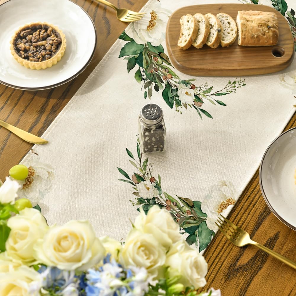 Hexagram Flowers Passover Table Runner, Jewish Spring Seasonal Holiday Kitchen Dining Table Decoration for Indoor Outdoor Home Party Decor 13 x 72 Inch - Image 4