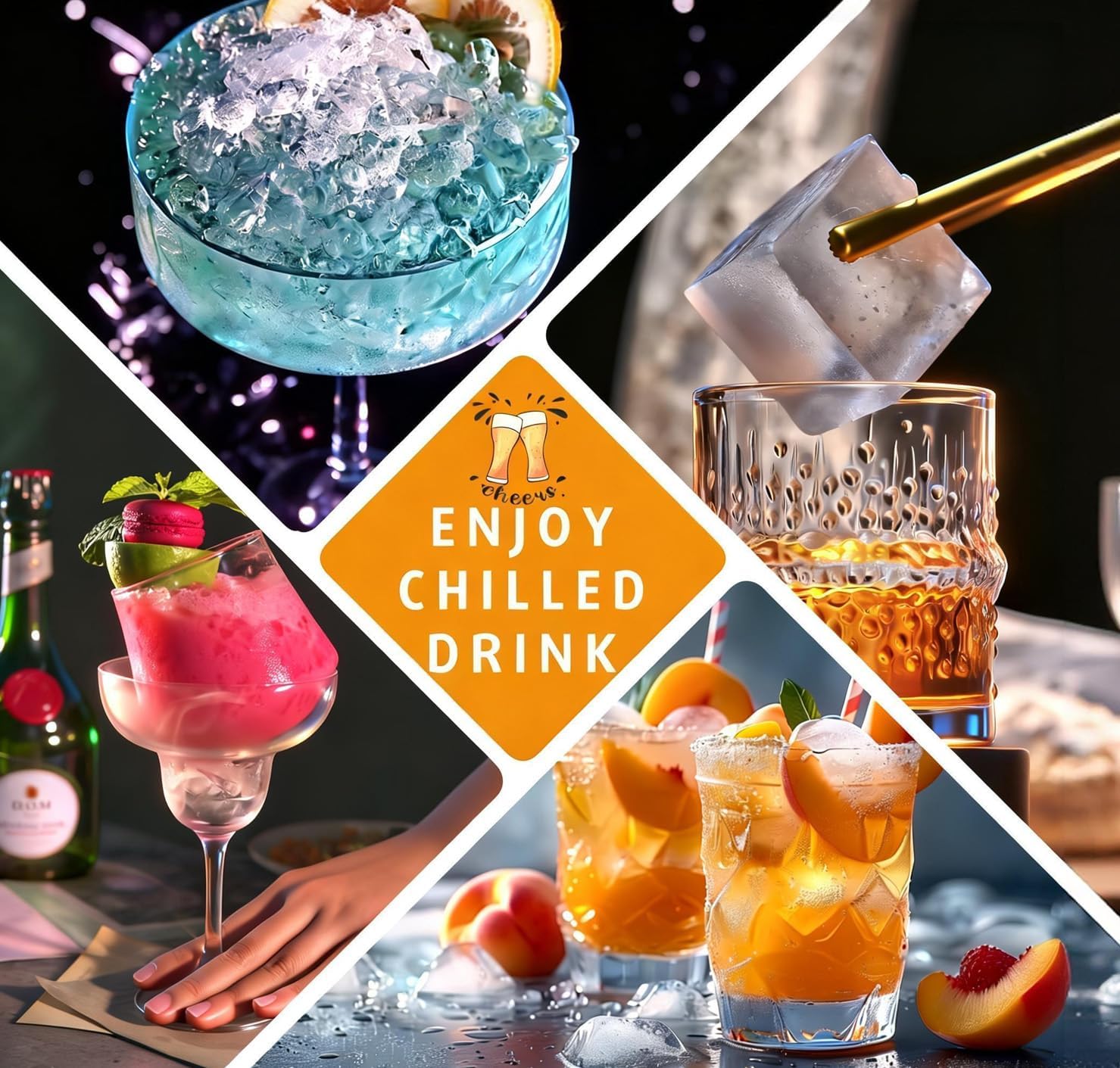 2-Pack Large Ice Cube Trays for Whiskey, Stackable & Easy-Release Silicone Square 2-inch Ice Cube Maker Mold with Lid for Freezer, Cocktail, Bourbon, Drinks - Image 3