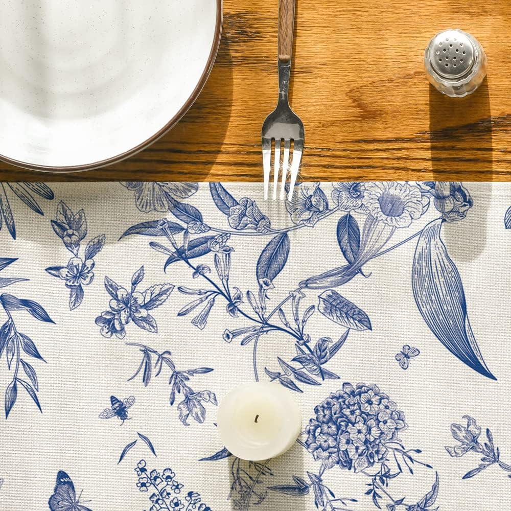 Monochrome Sketch Birds and Flowers Spring Table Runner, Seasonal Summer Fall Kitchen Dining Table Decoration for Home Party Decor 13x72 Inch - Image 7