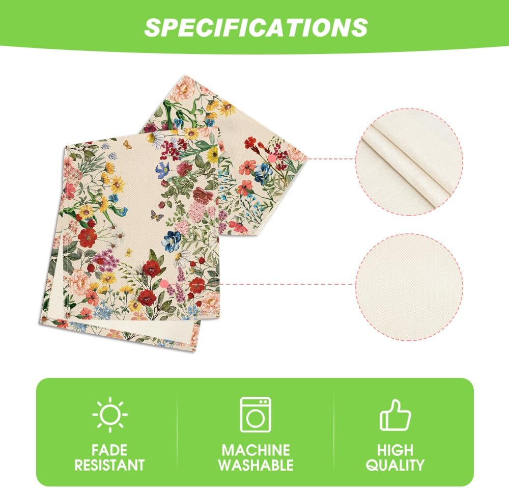 Plants Floral Butterfly Valentine's Day Table Runner, Anniversary Wedding Kitchen Dining Table Decoration for Home Party Decor 13x72 Inch - Image 5